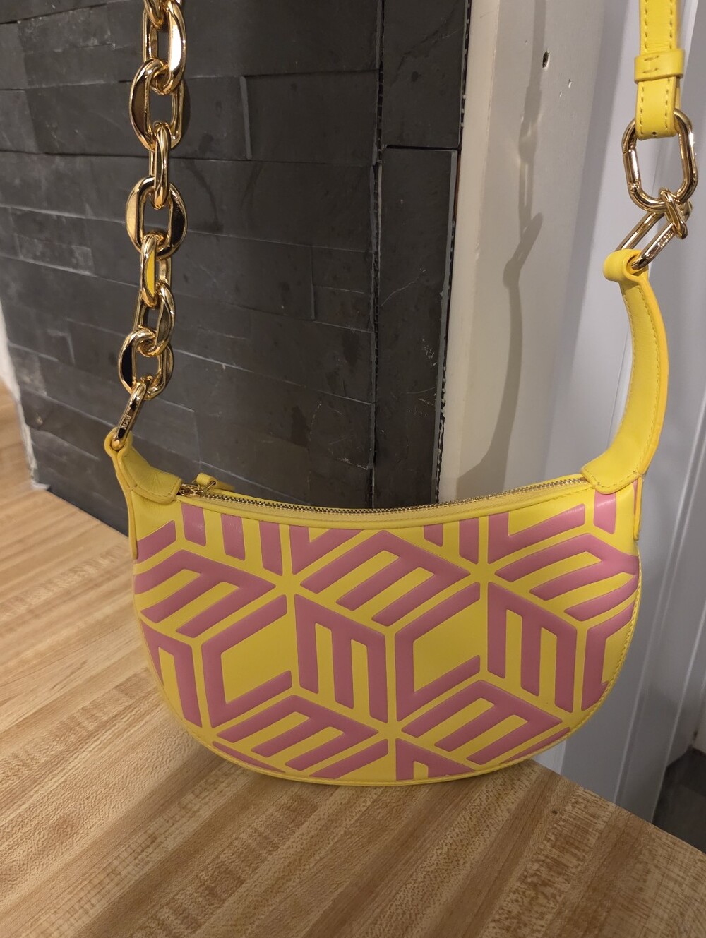 MCM RARE LIKE NEW Yellow & Pink Shoulder Bag!